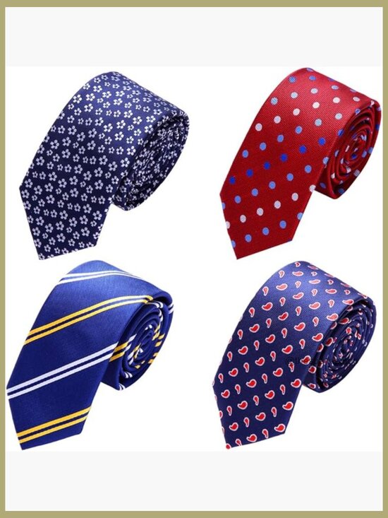 Other - 4 Pack Skinny Neckties for Men, 2.35" Wide Slim Ties, Polyester Silk Jacquard